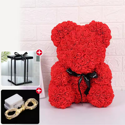 Wedding Rose Teddy Bear with Box for Women Valentines Girlfriend Birthday Gifts